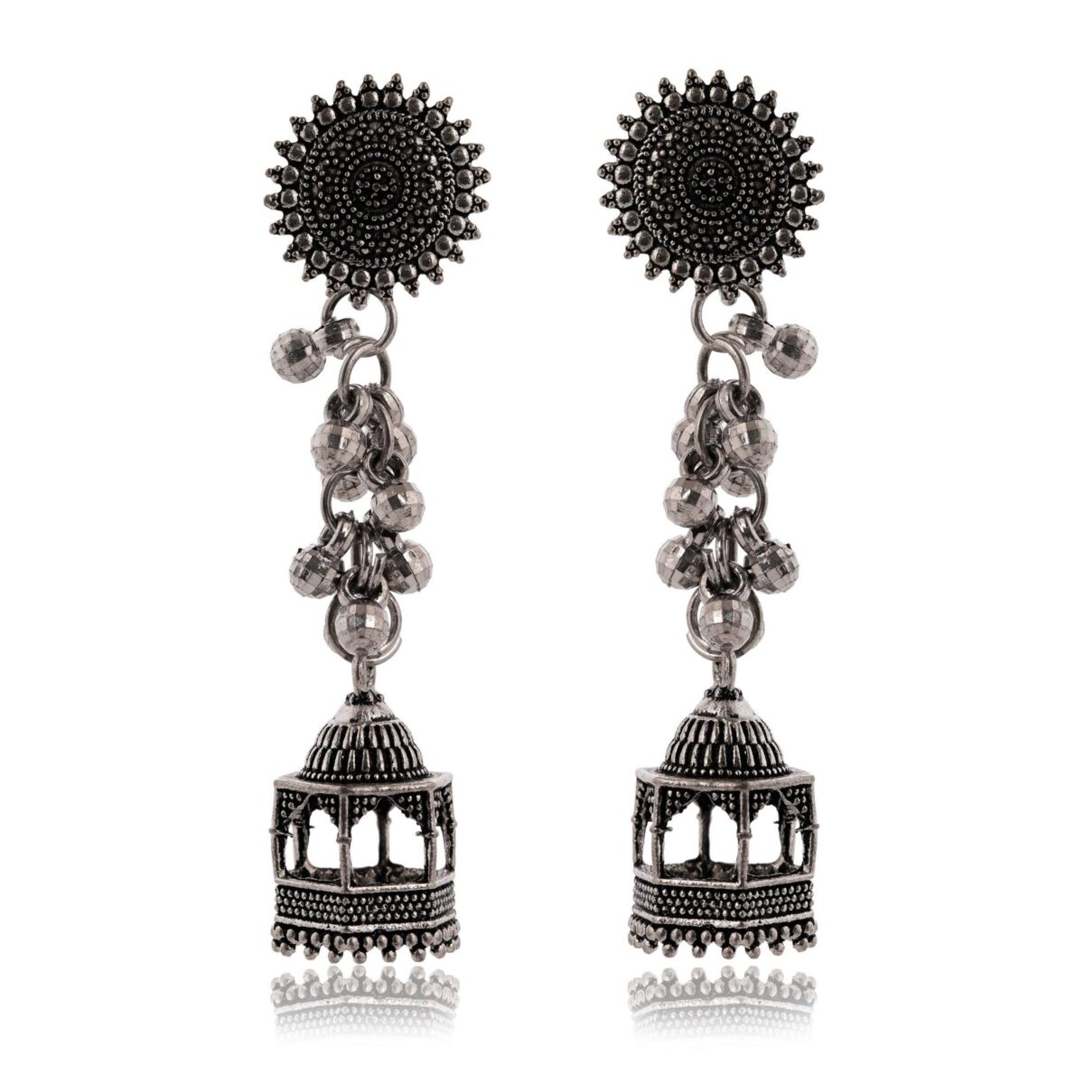 Women's Indian Bollywood Stylish AZ838-OXidised Drop Dangles Earrings Traditional Ethnic Jhumka/Jhumki Earrings for Women - Image 4