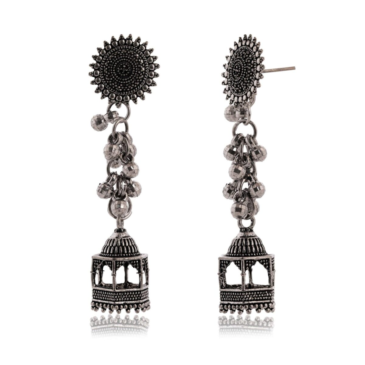 Women's Indian Bollywood Stylish AZ838-OXidised Drop Dangles Earrings Traditional Ethnic Jhumka/Jhumki Earrings for Women - Image 3