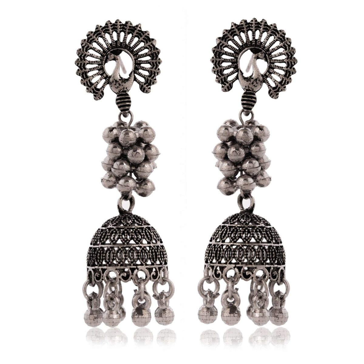 Women's Indian Bollywood Stylish AZ838-OXidised Earrings Traditional Ethnic Jhumka/Jhumki Earrings for Women Unique Design -AZ838-OX-ER7 - Image 2